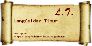 Langfelder Timur névjegykártya